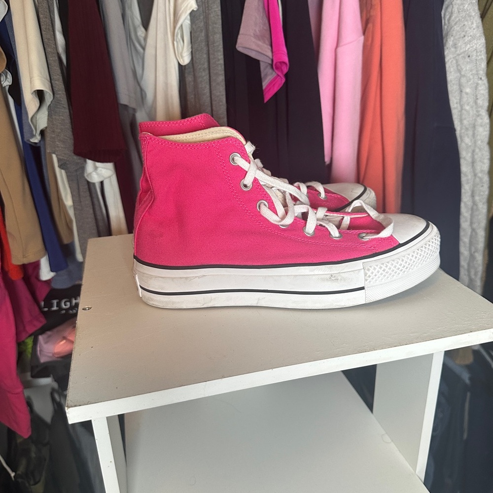 Converse Pink Sneakers with White Laces and Rubber Sole
